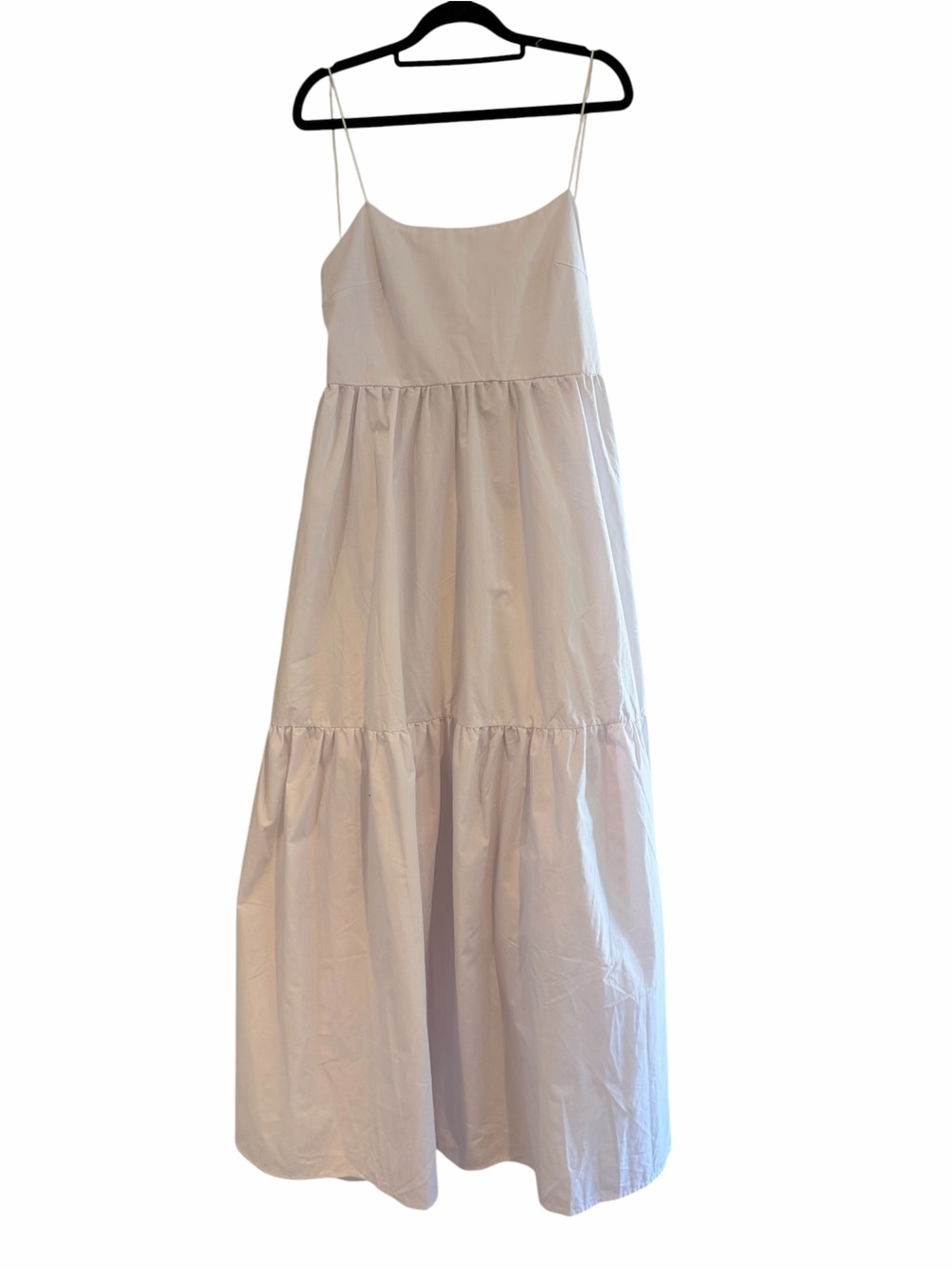 Commense White Elastic Spaghetti-Strap Tiered Maxi Dress with open back